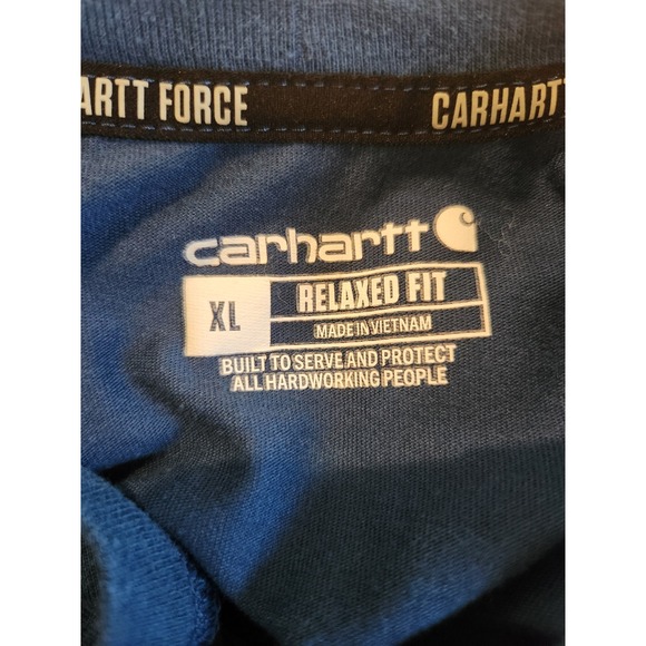 Carhartt Force Shirt Mens XL Blue Relaxed‎ Fit Pocket Tee Workwear Performance - Picture 3 of 8
